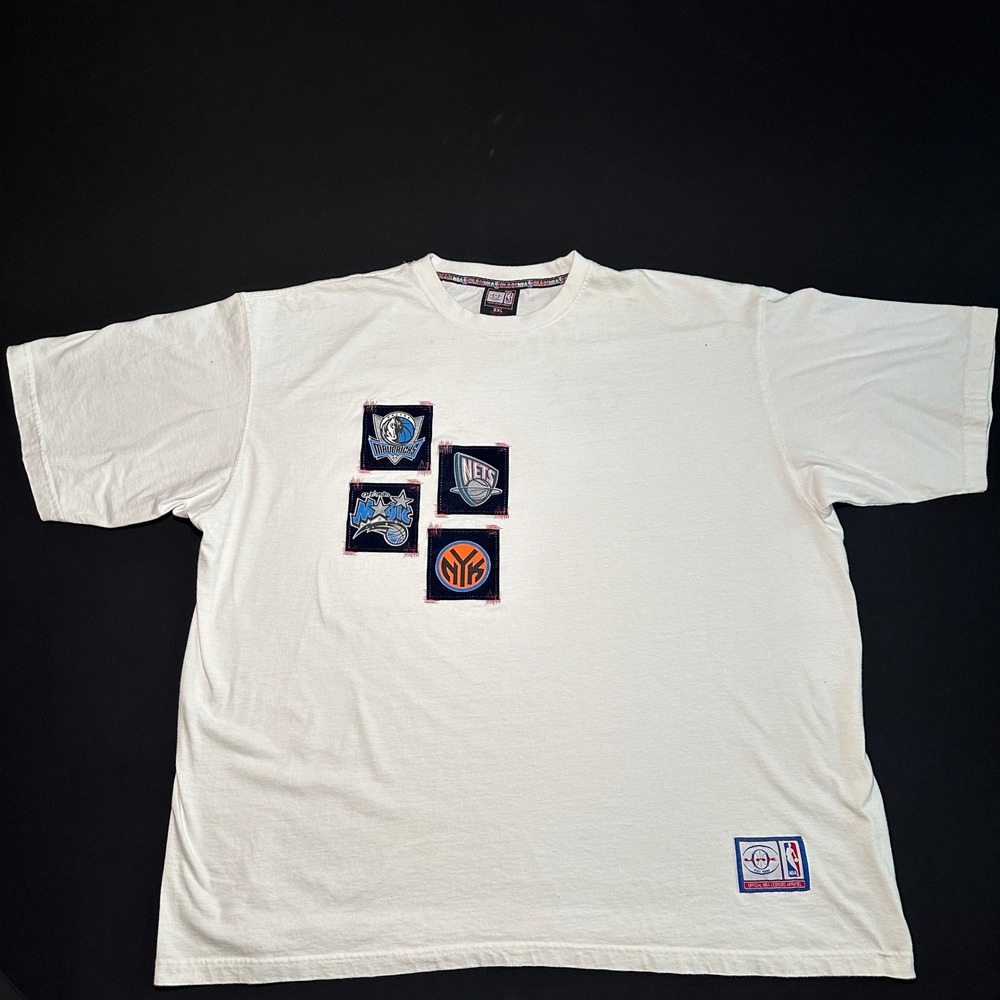 VTG Y2K UNK T-Shirt Patchwork NBA Basketball‎ Teams  White Tee 3XL